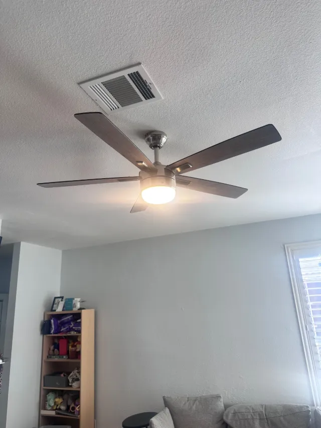 Installed ceiling fan with light