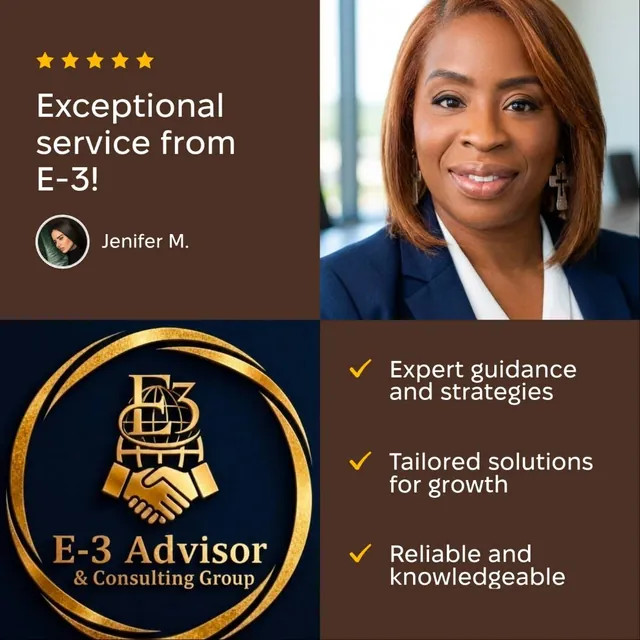 E-3 Advisor client testimonial graphic
